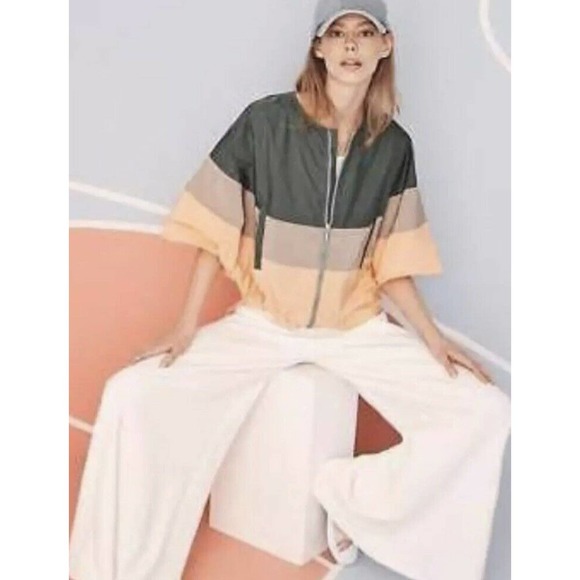 NWOT Anthropologie $88 Elevenses Colorblock Full Zip Windbreaker Jacket - M/L - Picture 3 of 5